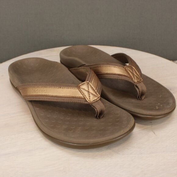 Vionic Sandals Womens 5 Brown Comfort Orthotic Flip Flops - Picture 2 of 10